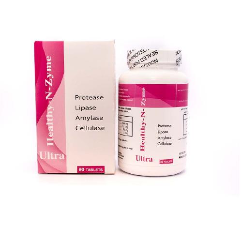 الترا هيلثي ان زيم مكمل غذائي يستخدم كمضاد لعسر الهضم 80قرص