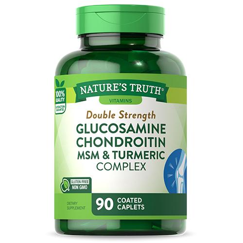 ناتشورال تروث مركب جلوكوزامين كوندرويتين ام اس ام مع تركيبة الكركم المزدوجة بقوة مضاعفة 90حبة مغلفة