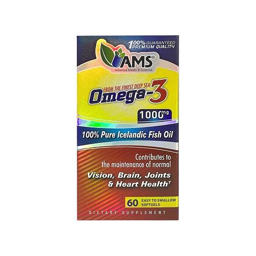 ايه ام اس اوميجا 3 1000مجم زيت السمك مكمل غذائي لصحه القلب 60كبسولة هلامية