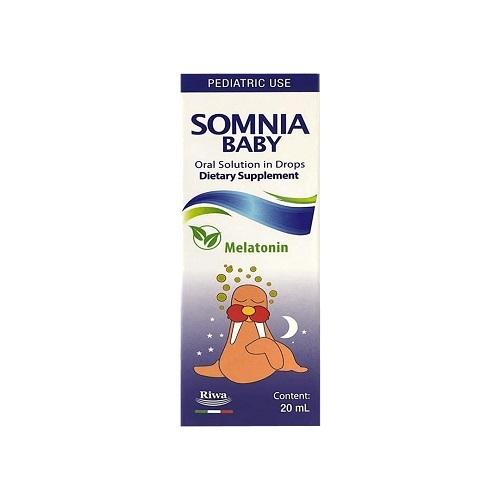 ريوا سومنيا بيبي ميلاتونين محلول قطرات الفم مكمل غذائي للطفال لاضطرابات النوم 20مل