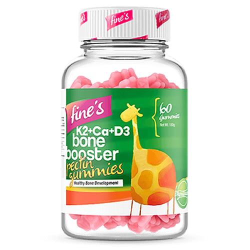 فاينز كي2+ كالسيوم+د3 مقوي العظام مكمل غذائي لنمو عظام صحيه للاطفال 60حلاو 180جم