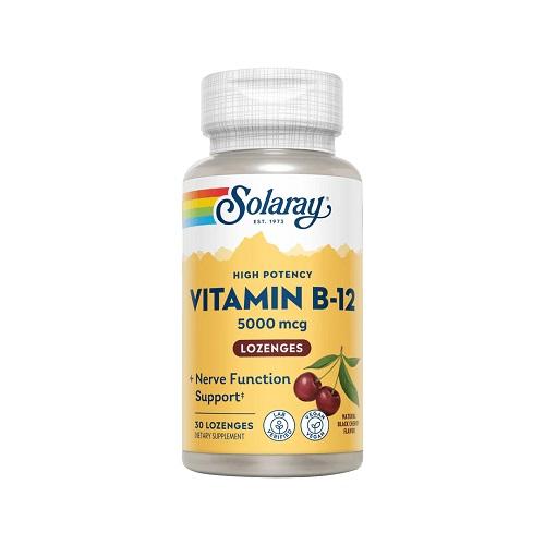 سولارى فيتامين ب12 بنكهة الكرز الاسود 5000مكجم مكمل غذائي 30قرص استحلاب
