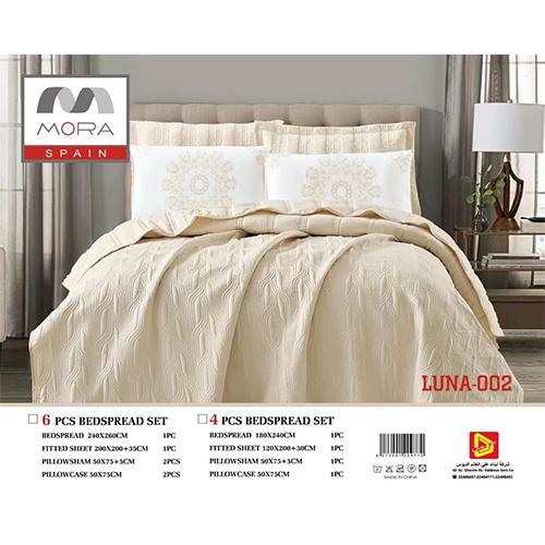 مفرش مورا بيد سبريد لونا نفر ونص 180×240 4قطع بيج موديل رقم.J-1010
