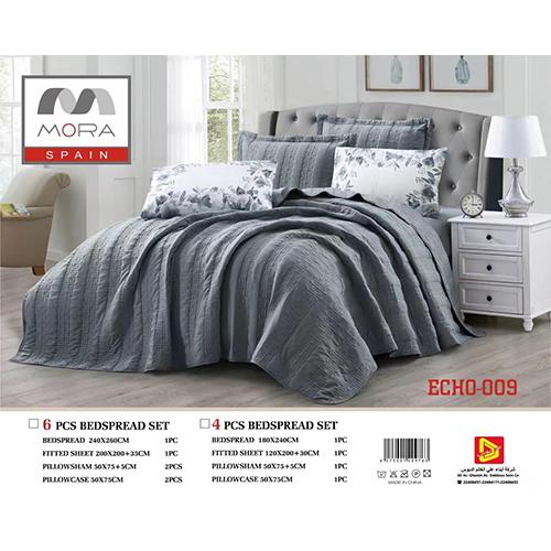 مفرش مورا بيد سبريد ايكو نفر ونص 180×240 4قطع رمادى موديل رقم.J-1014