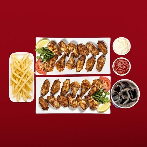 وجبة دبل اجنحه مشويه كبير