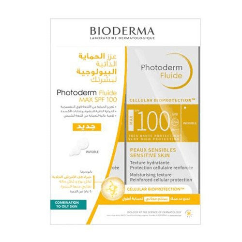 بيوديرما فوتوديرم ماكس سائل معامل حماية 100 لحماية البشرة من اشعة الشمس والاشعة فوق البنفسحية بنوعيها 1+1مجانا