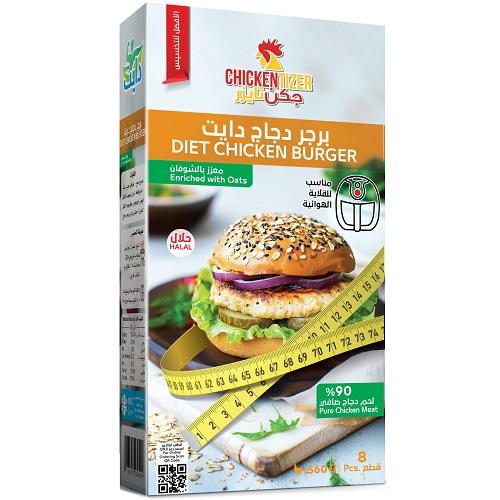 تشكن تايزر برجر دجاج دايت معزز بالشوفان 8قطع 560جم