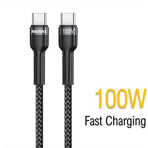 ريماكس كابل 100 واط PD للشحن السريع من Type C الى Type C اسود موديل رقم.RC-172B