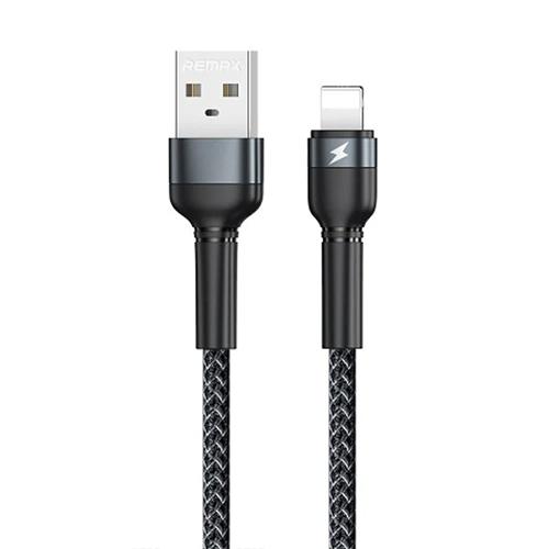 ريمكس كابل سبيكة الالومنيوم مع تصميم مضفر USB الى لايتنينج اسود موديل رقم.RC-124iB
