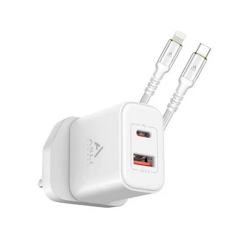 اسلي جلوبال شاحن حائط 20واط مع كابل USB C الي لايتنينج 1م ابيض