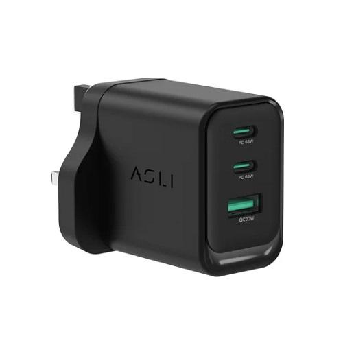 اسلي ثاندرفولت سيرج شاحن حائط بقوة 65واط مزود ب2منافذ USB C و 1منفذ USB اسود