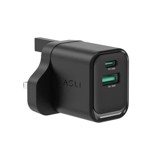 اسلي ثاندرفولت سيرج شاحن حائط بقوة 33واط مزود ب1منافذ USB C و 1منفذ USB اسود
