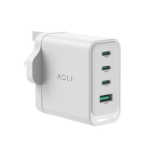 اسلي ثاندرفولت سيرج شاحن حائط بقوة 100واط مزود ب3منافذ USB C و 1منفذ USB ابيض