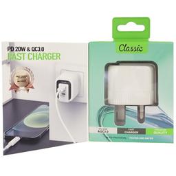 كلاسيك شاحن 2منفذ ايفون وتايب سي 20واط