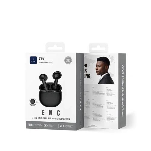 ويوو سماعات اذن لاسلكية مقاومة للماء مع تقنية تقليل الضوضاء اسود