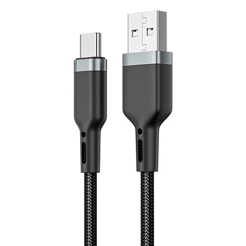 ويوو Wi-C019 بلاتنيوم سبرس وصله شحن USB الي Type C بطول 1.2متر اسود