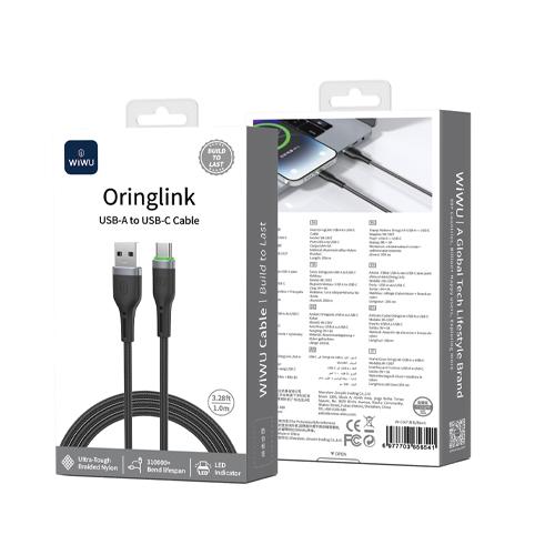 ويوو سيريس اورينجلينك كابل USB A الي USB C نايلون 27واط 1م اسود