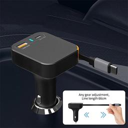 ويوو هيليكس شاحن سياره سريع USB و Type C بقدرة 65واط اسود