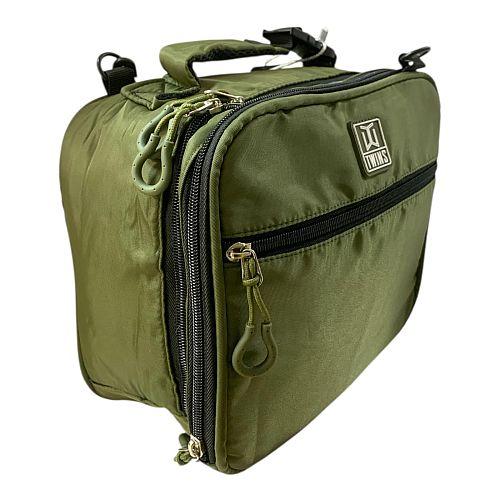 شنطة اكل توينز اي اند تي سحابين للمدرسة و الدوامات لون اخضر زيتي