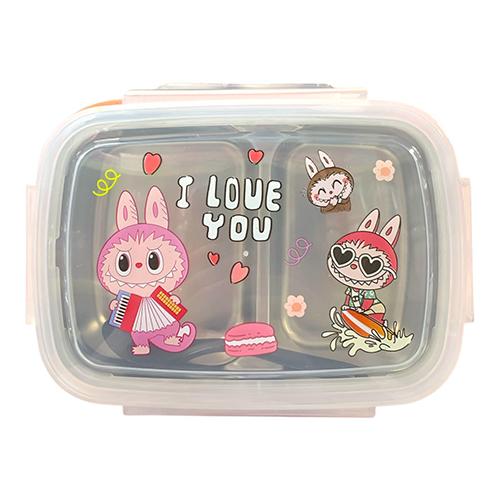 لانش بوكس لابوبو مقسم 2 قسم لون برتقالي ستانلس ستيل