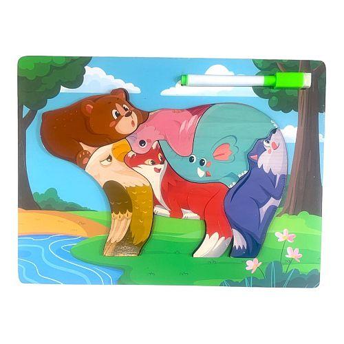 بازل مع سبورة بيضاء حيوانات شكل دب