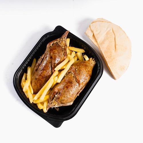 حمام محشي ارز مع البطاطس الشيبس 2قطعه