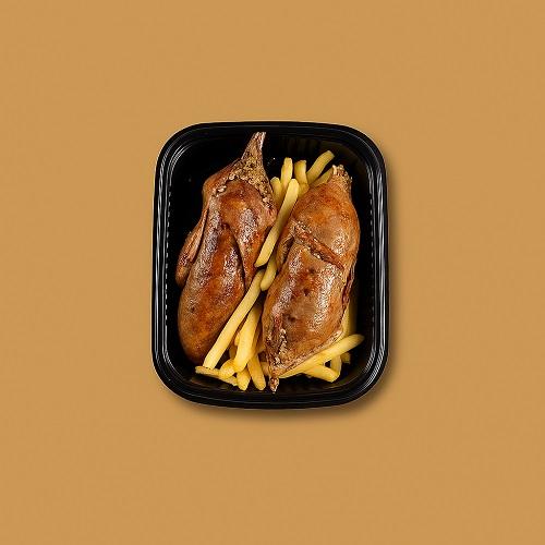 حمام محشي ارز مع البطاطس الشيبس 2قطعه