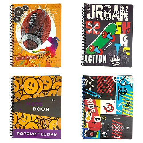 دفتر ولادي حلزوني حجم 8×10 عدد 60 صفحة سطرين انجليزي موديلات متنوعة