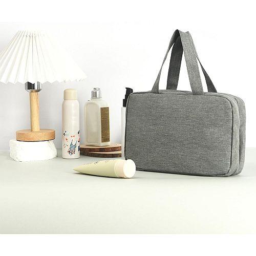 حقيبة معلقة لتنظيم المكياج محمولة مقاومة للماء رمادي