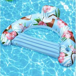 مسبح مائي قابل للنفخ بمقعد خلفي للكبار مزود بفتحة لكوب الشرب الشكل جوز الهند