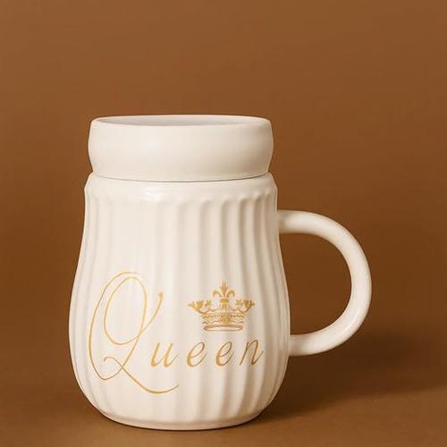 كوب قهوة سيراميك مع غطاء ابيض كوين موديل رقم.K1980