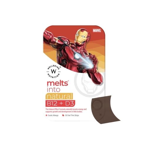 ويل بيينج نيوترشن ميلتس فيتامين ب12 + د3 طبيعي شرائط فموية رفيعة للأولاد بنكهة المانجو الاستوائية 30شريحة