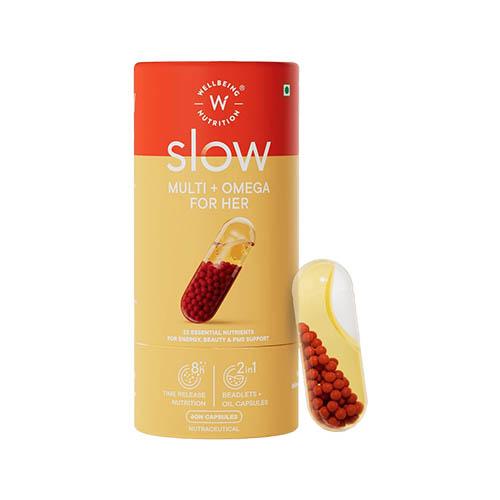 ويل بيينج الغذائية سلو فيتامينات واوميجا للمرأة 60كبسولة