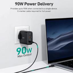 اوكي شاحن حائط 3 منافذ 90واط PD بتقنية GaN باور تاتش موديل رقم.PA-B6S