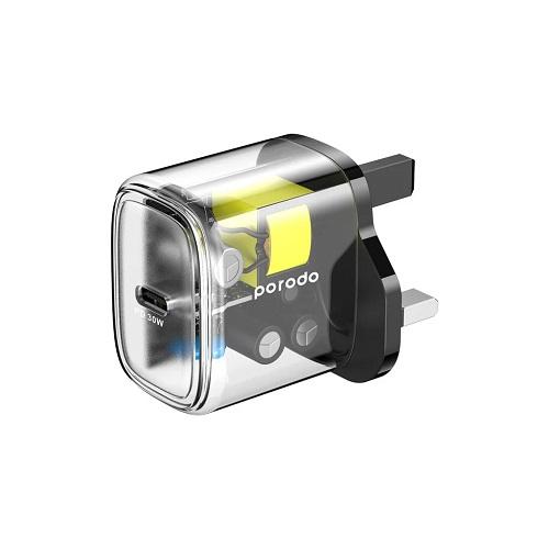 بورودو شاحن سريع شفاف PD بقدرة 30واط اسود
