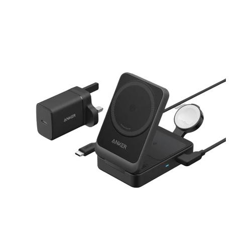 انكر ماج جو قاعدة شحن لاسلكية 3في1 قابلة للطى 15واط اسود