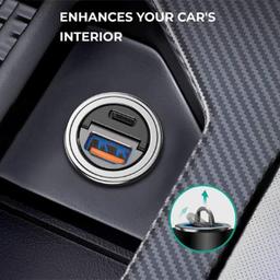 اوكي شاحن سيارة سريع 30واط PD معدني مزدوج المنفذ USB وType C مع PPS و QC 3.0 اسود موديل رقم.CC-A3