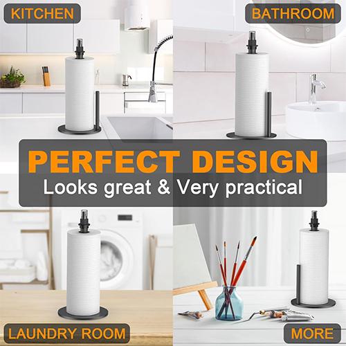 سكاي كي حامل مناشف ورقية 2في1 مع مركز بخاخ مع ذراع شد وقاعدة مرجحة غير قابلة للانزلاق اسود