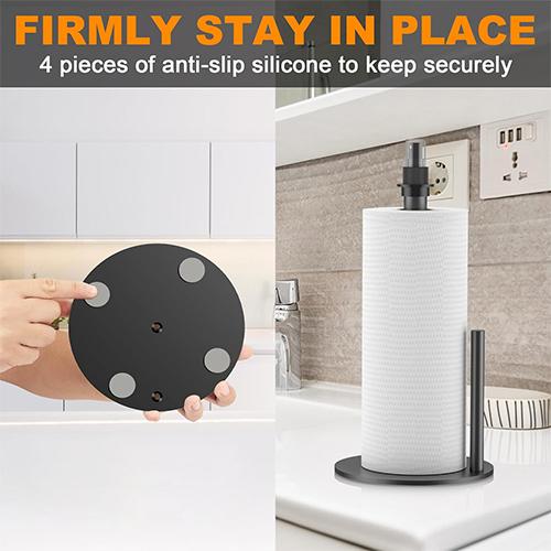 سكاي كي حامل مناشف ورقية 2في1 مع مركز بخاخ مع ذراع شد وقاعدة مرجحة غير قابلة للانزلاق اسود