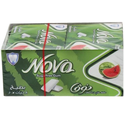 نوفا علك خالي من السكر بالبطيخ 8حبة 10باكيت