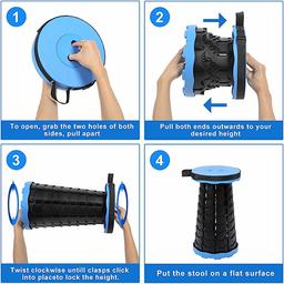 سكاي كي كرسي تلسكوبي قابل للطي محمول بارتفاع قابل للتعديل ازرق