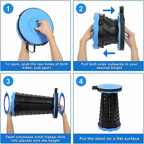 سكاي كي كرسي تلسكوبي قابل للطي محمول بارتفاع قابل للتعديل ازرق