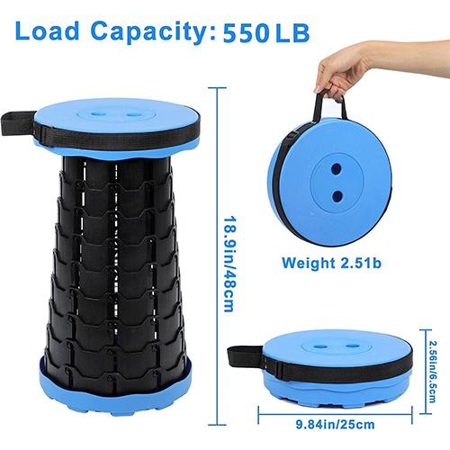 سكاي كي كرسي تلسكوبي قابل للطي محمول بارتفاع قابل للتعديل ازرق