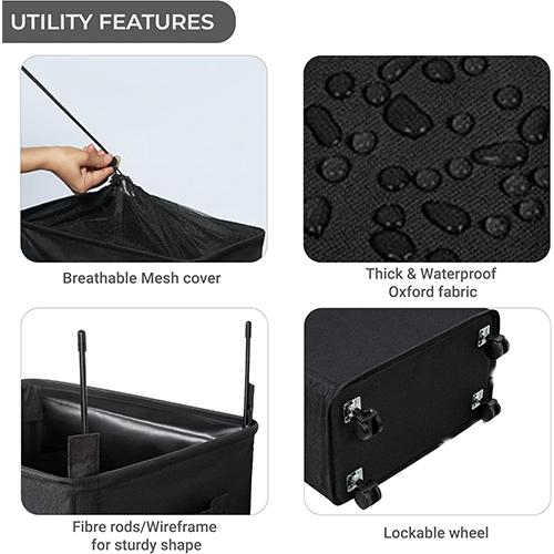 سكاي كي سلة غسيل ذات شبكتين بسعة كبيرة وقابلة للطي اسود