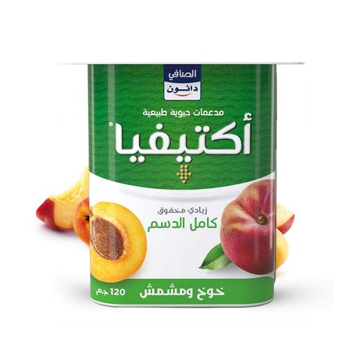 اكتيفيا زبادي مخفوق كامل الدسم بالخوخ المشمش 120جم