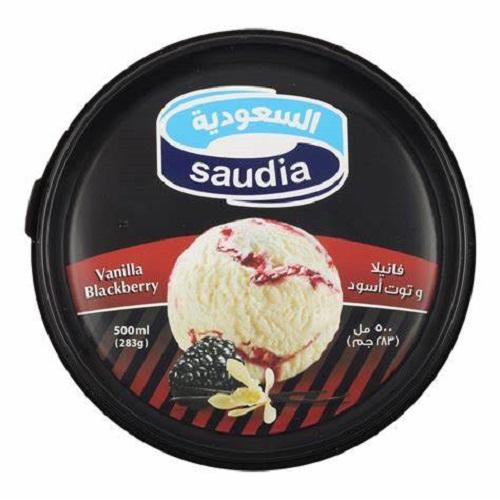 السعودية ايس كريم بالفانيليا والتوت الاسود 500مل