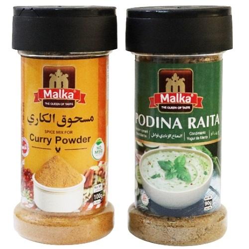 مالكا بودينا رايت توابل الزبادي بالنعناع 90جم + مسحوق الكاري 100جم