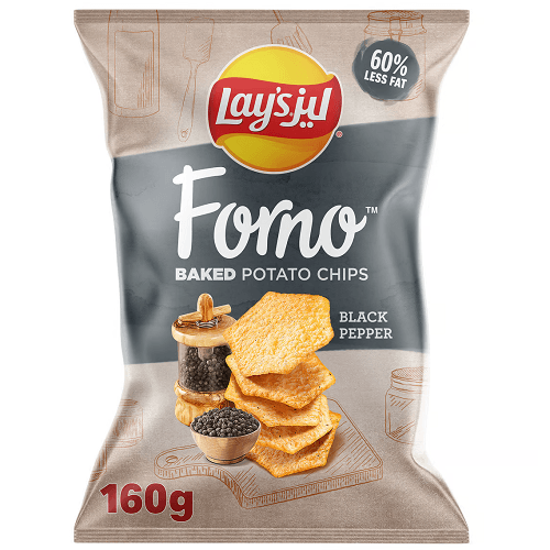 ليز فورنو رقائق بطاطا مخبوزة بنكهة الفلفل الاسود 160جم