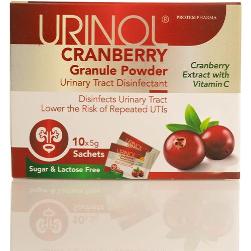 يورينول كرانبري حبيبات مطهرة ومعقمة للمجاري البولية مع فيتامين سي 5جم 10اظرف