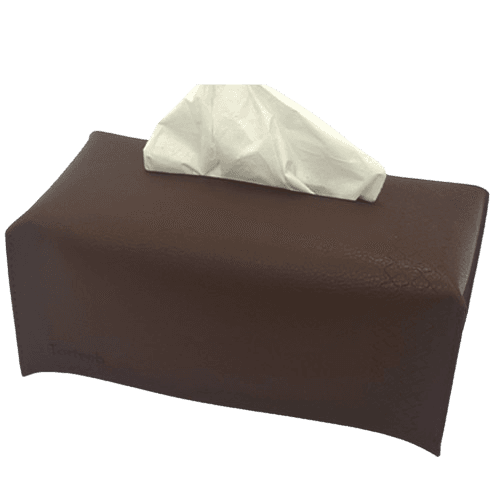 علبة مناديل مستطيلة بنى